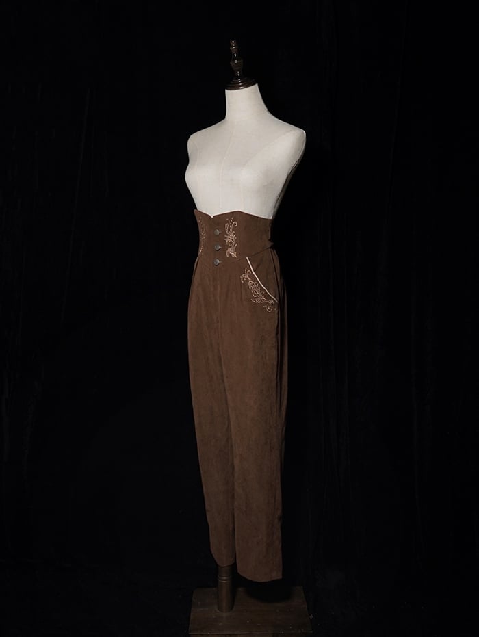 High Coffee Straps Lolita Ouji Belt Waist with Pants Corset