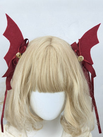 With Bell Bow of Options Demon A Ribbon Wings Halloween Hairclips 6 Pair