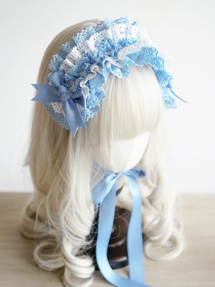 Color Blocked Hairband Color Options 9 Lace Lolita Multi-layer –