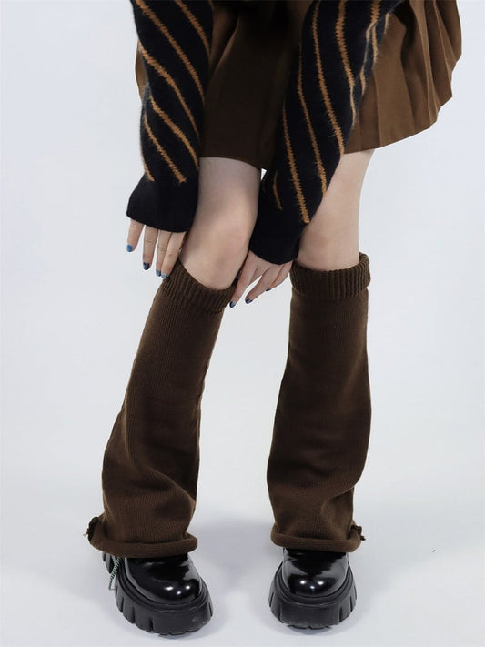 Warmers Leg Knit Fashion Vintage Coffee Y2K