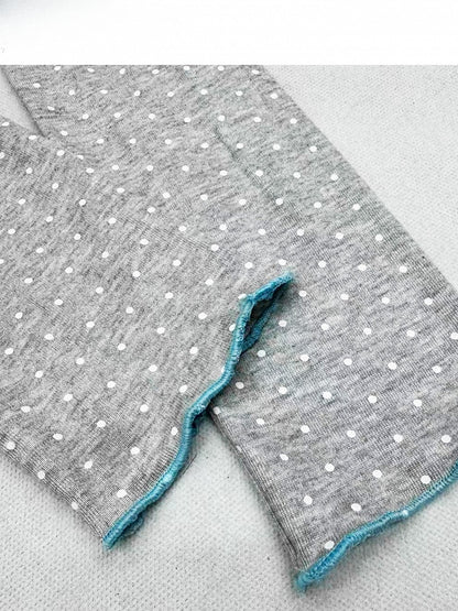 Long Light High Sleeve Y2K - Grey Neck Dots Polka