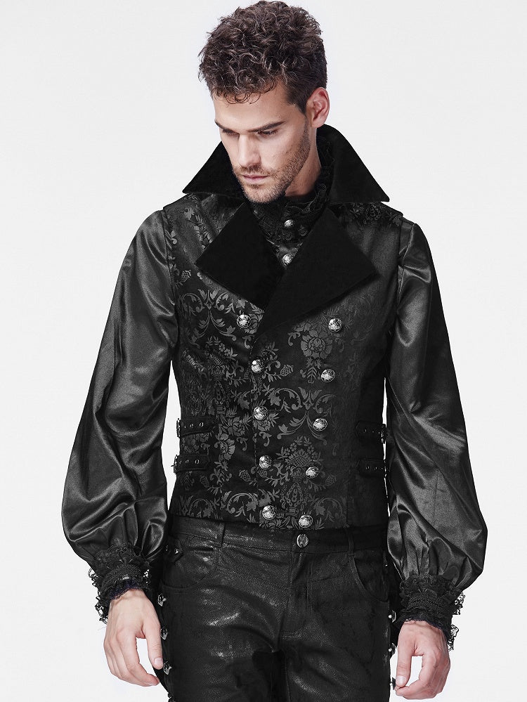 Men's Dark Printing Black Gothic Vest