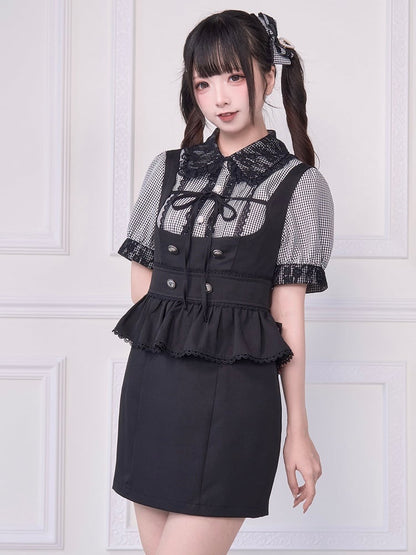 Ties Overall Wear Black 2-Way Back Adjustable Kei Jirai Tiered with Dress