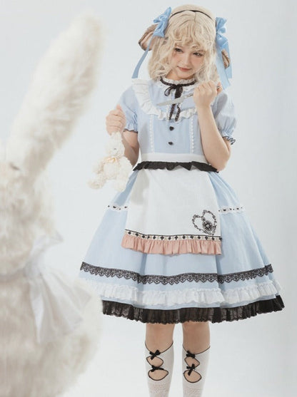 Schürze Mädchen Süßes Kleid Karo + Hase