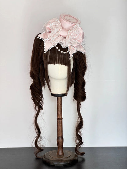 Lolita Hat Pearl Pink Accents) (Lace Mini Pastel Sweet