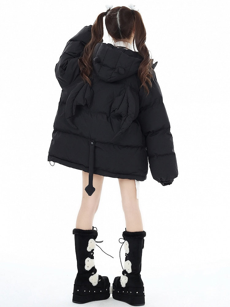 Free with Black Coat Crossbody Horns and Wings Hooded Devil