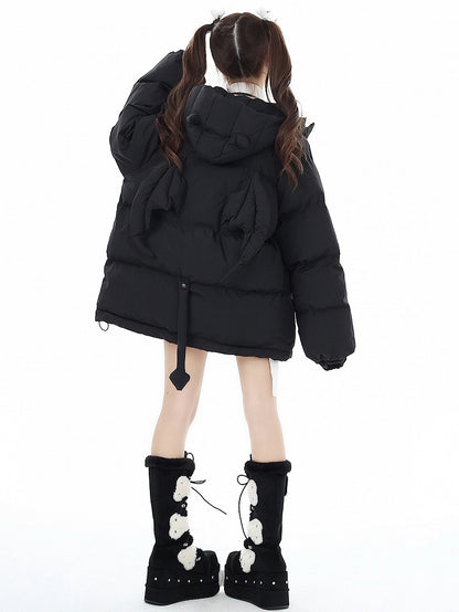 Free with Black Coat Crossbody Horns and Wings Hooded Devil