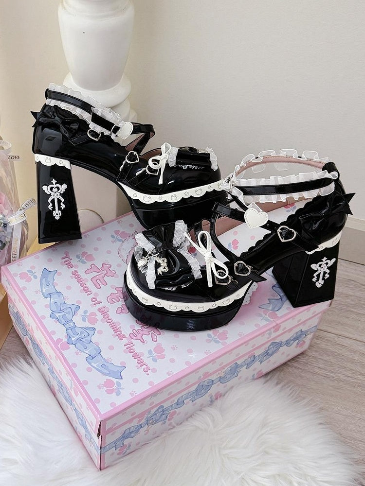 Black Mary - Janes Bow Platforms with Leather PU Lolita Sweet Details