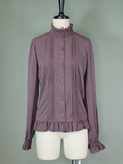 Classic Ruffle Lolita Blouse with Lace - Tiny Garden