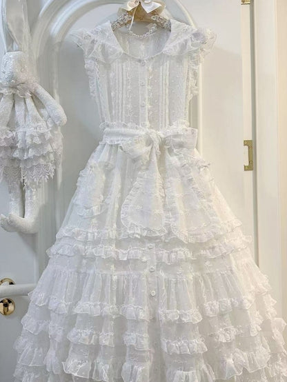 Lolita Bunny Ruffled Ear Floral Hood with White Overdress Pattern