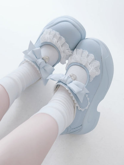 ジライ ライトストラップ ベルクロ レース ブルー プラットフォーム クロージャー 蝶結び ケイトリム