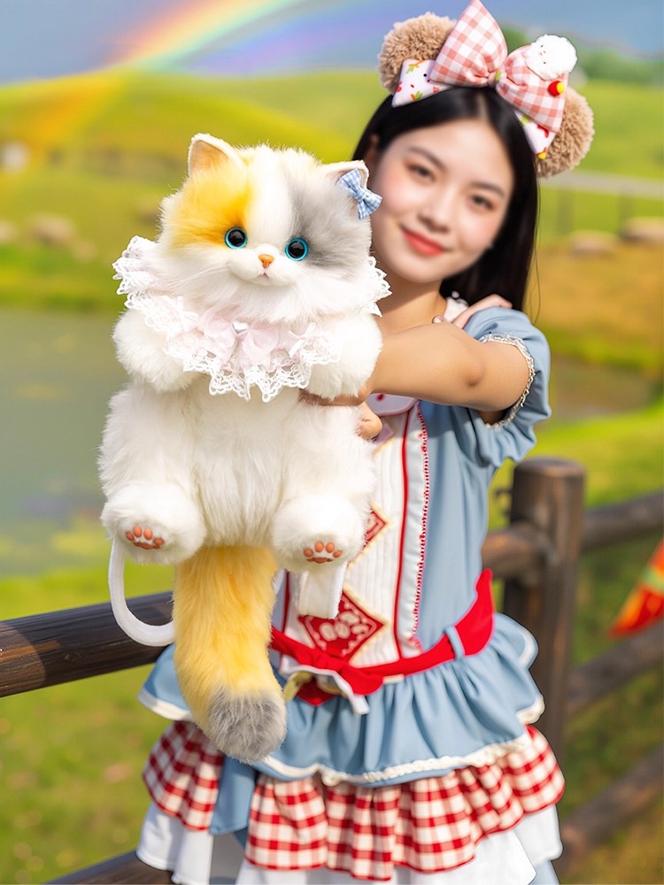 2 Backpack/Crossbody Realistic Options Calico Cat Plush Bag