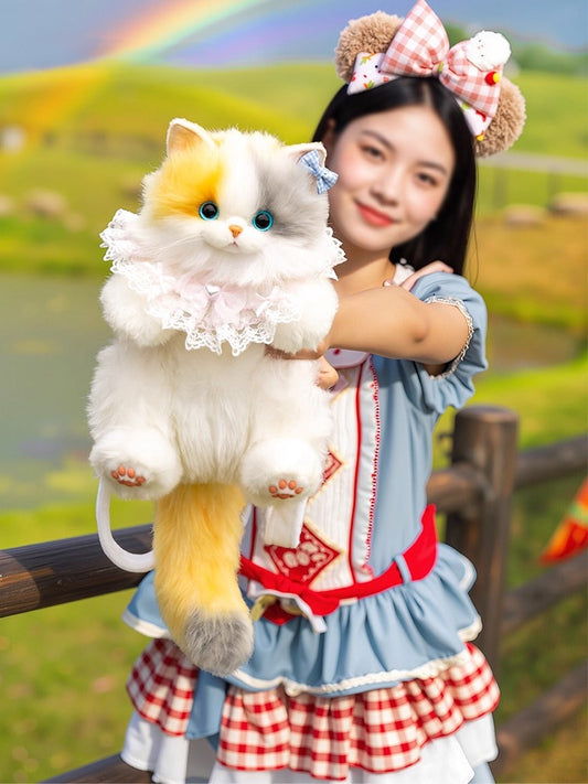 2 Backpack/Crossbody Realistic Options Calico Cat Plush Bag