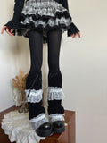 with Bowknot Ruffle Trim Warmers White Black Leg