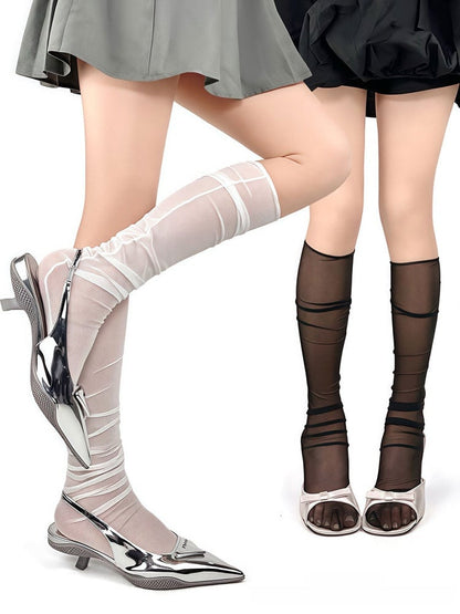 4 Socks Breathable Calf Colors Loose Mesh