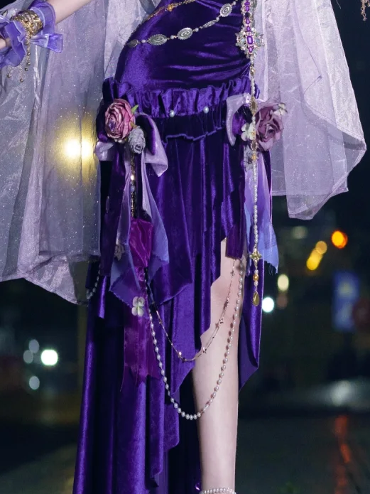 Lila Haarspange mit Schleife und Blumenmuster