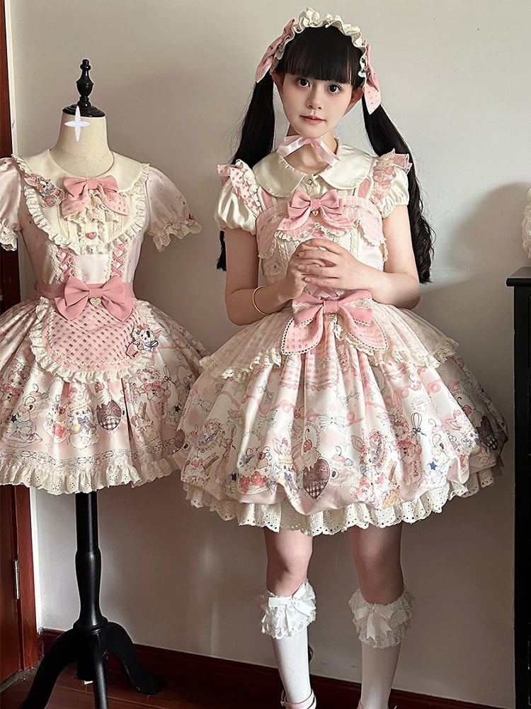 Lace Bow Hairband in Pink & White Tones - Rose Weaving Poetry