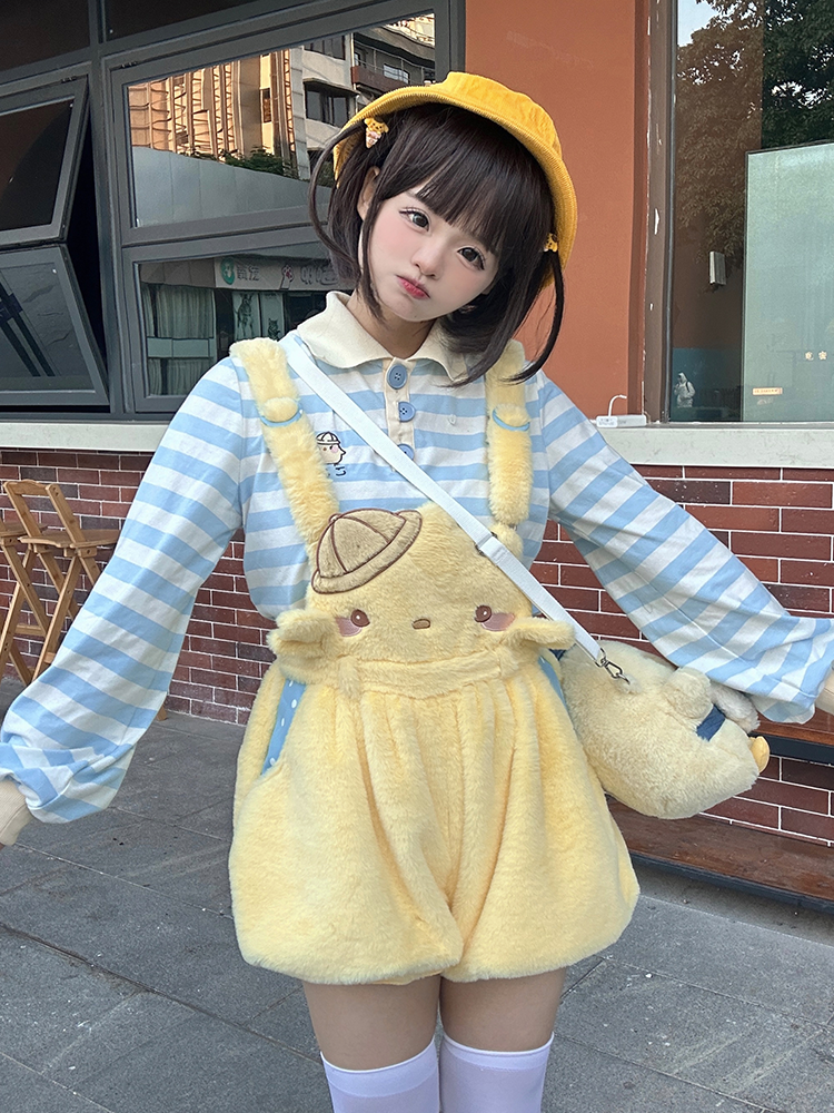 Little Chicken – Blau gestreiftes Langarm-Top