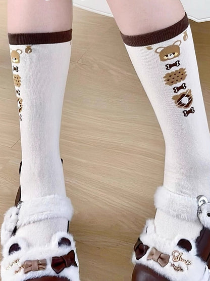 Braunbär Kalb Kekse Lolita Muster Socken und