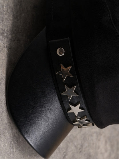 Details Gothic Hat Black Studs Star-shaped Beret