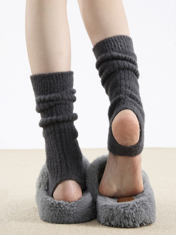 Fuzzy Warmers Knit 3-Color Toe-Open Leg