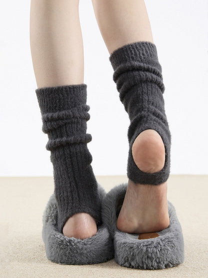 Fuzzy Warmers Knit 3-Color Toe-Open Leg