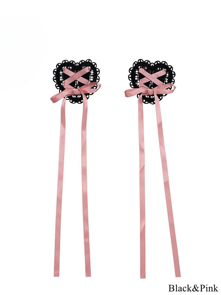 – Lolita Options Heart-shaped with Hairclips Accents Color 4 Ribbon