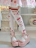 Puppy Print Sweet Lolita  Over Knee Stockings