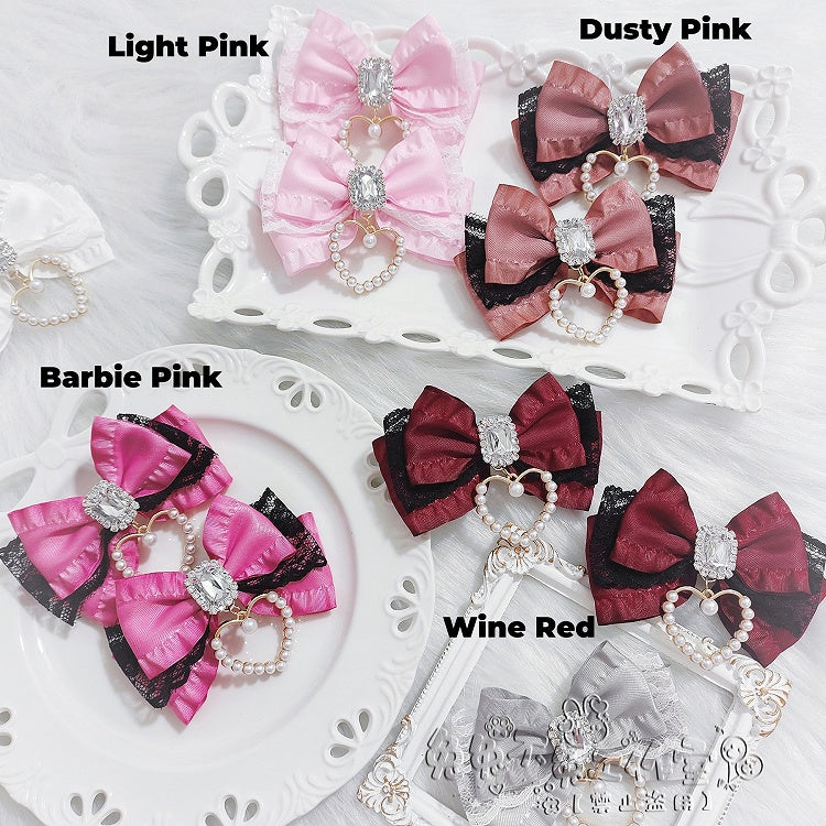 Spitzenfarben Herz Charm Strass Akzent 15 Kei Haarspangen Jirai Schleife