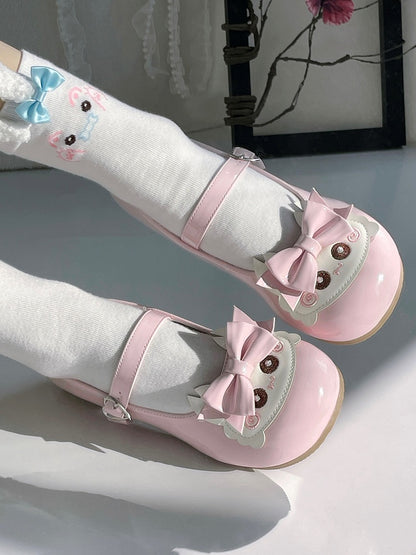 Low-heel Sweet Lolita Light Pink Shoes with Heart-shaped Snap & Crab Accents