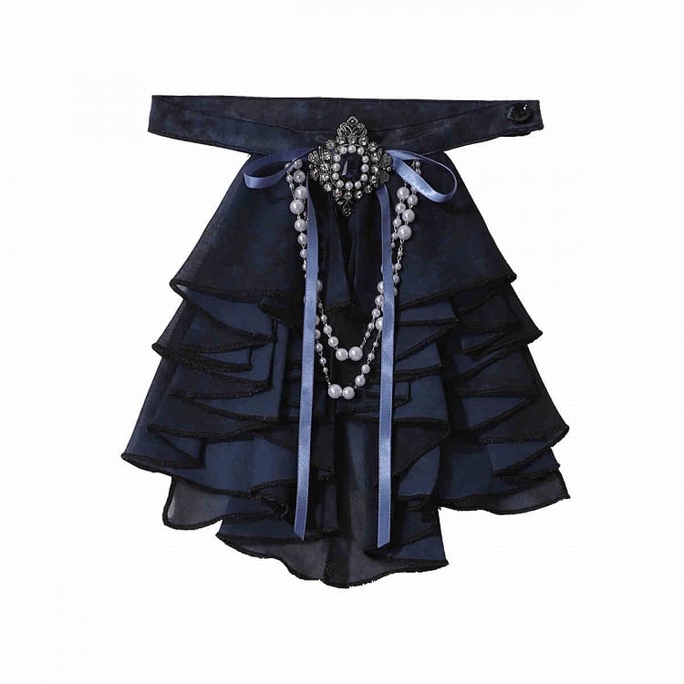 Tie Prince Ouji Long Black - Blue Weste Jabot und Set + Lolita Shorts Shirt