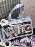 Kawaii Light Blue Satin Ita Bag with Lace-up Bowknot and Heart Buckle - Morning Glory