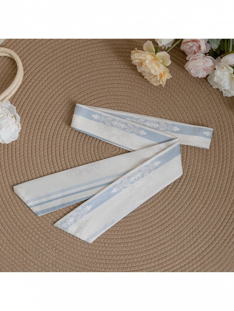 Striped Lolita Belt in White & Blue - With PUJI