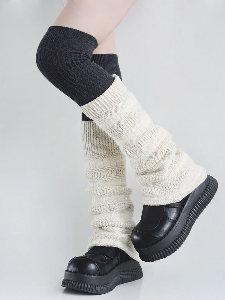 6 Colors Sequin Decorated Flared Knitted Leg Warmers