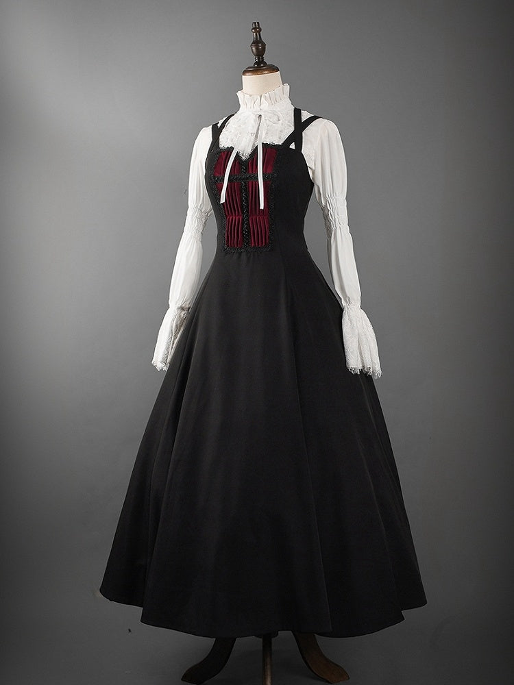 White Ruffled High Neck Gothic Long Sleeves Shirt