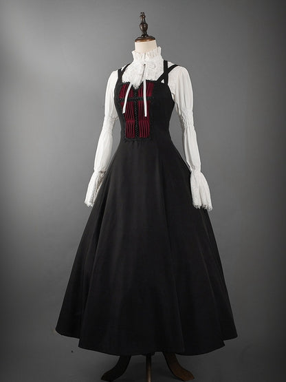 White Ruffled High Neck Gothic Long Sleeves Shirt