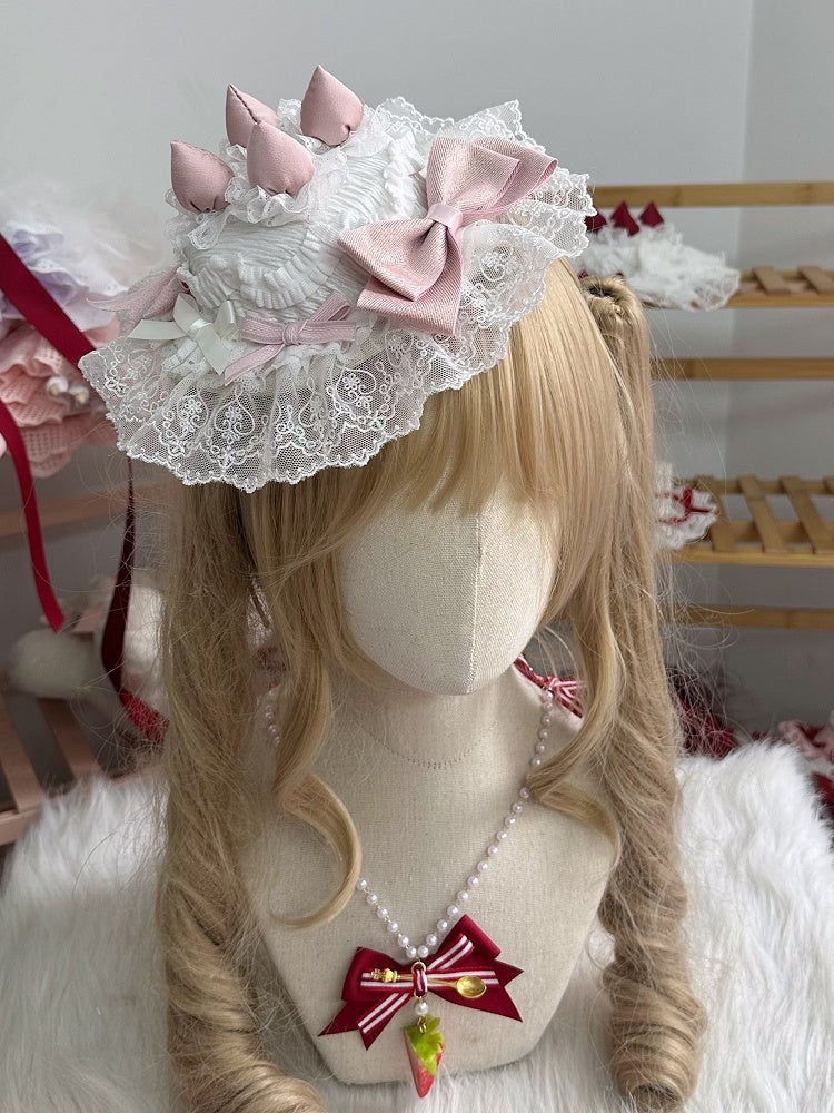 2 Bow Cake Shaped Mini Options Sweet Lace Decorations Color with Hat Lolita and
