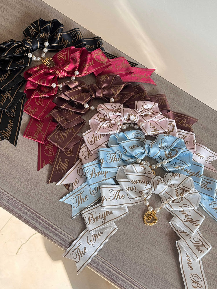 Bow (Multi-Colorways) Hairclips Ribbon Sweet Script