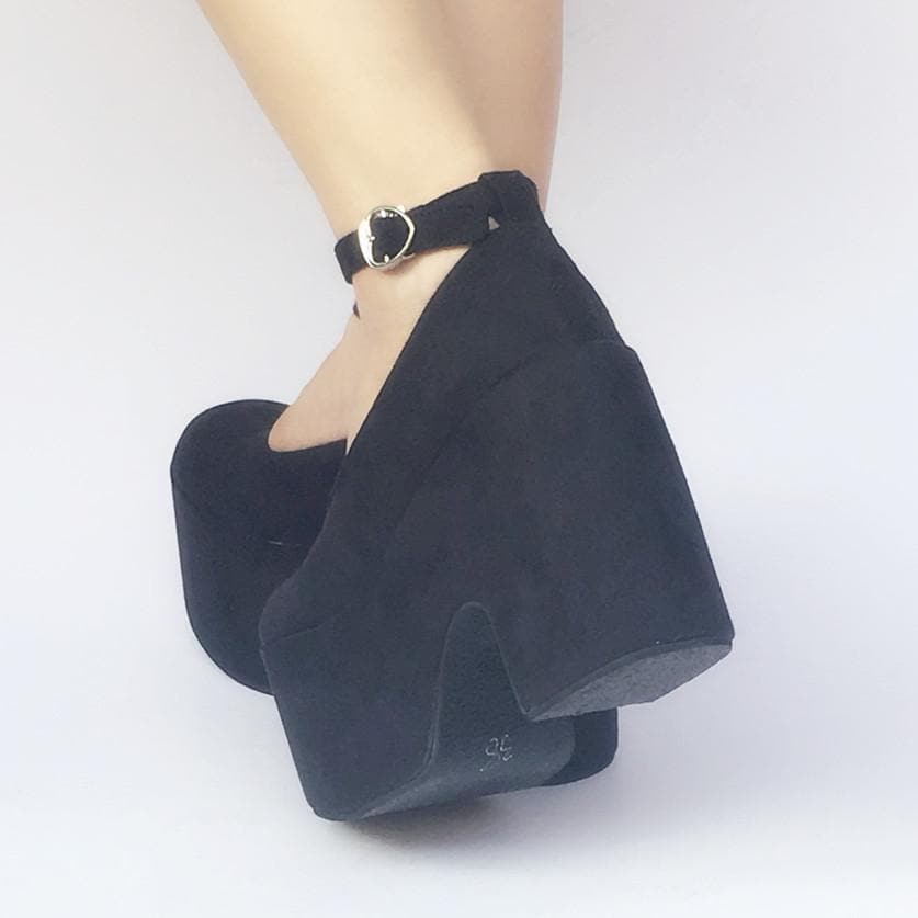 High SP168133 Platform Heels Made Shoes Black Simple Custom