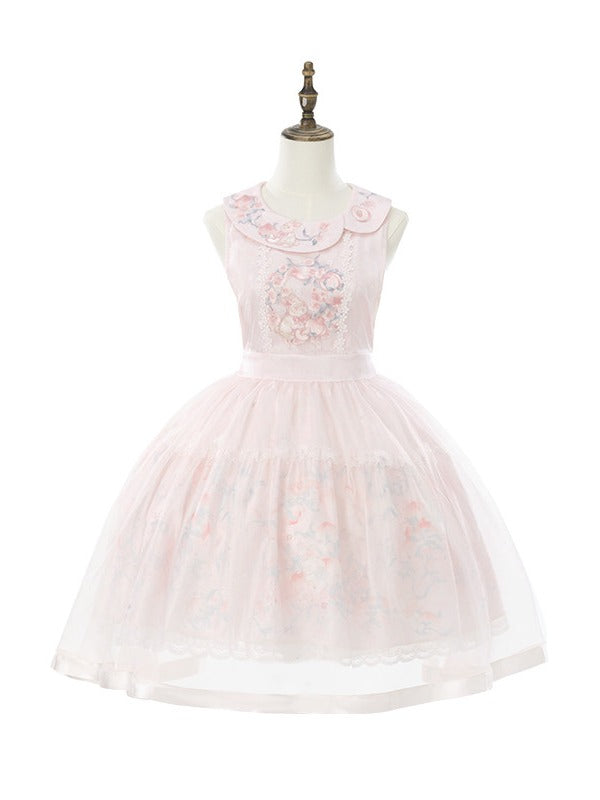 Modern Hanfu Lolita Blouse with Rabbit & Peach Embroidery - Yimu Walnut