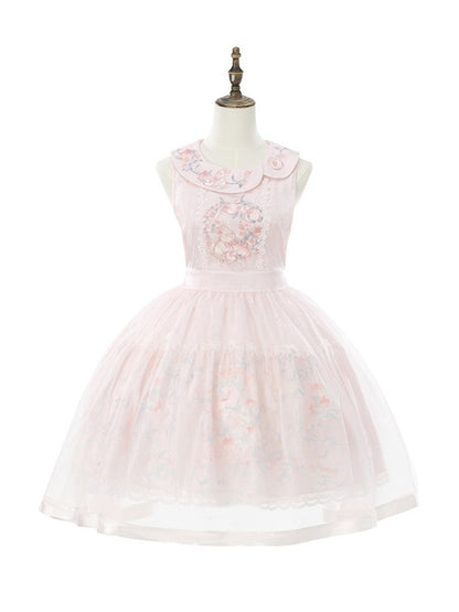 Modern Hanfu Lolita Blouse with Rabbit & Peach Embroidery - Yimu Walnut