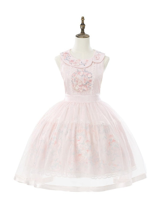 Modern Hanfu Lolita Blouse with Rabbit & Peach Embroidery - Yimu Walnut