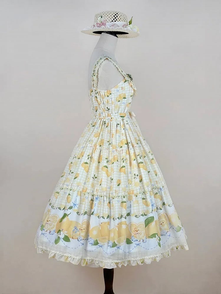 Lemon Lolita and Jumper Gingham Print Skirt Dress Yellow Chick