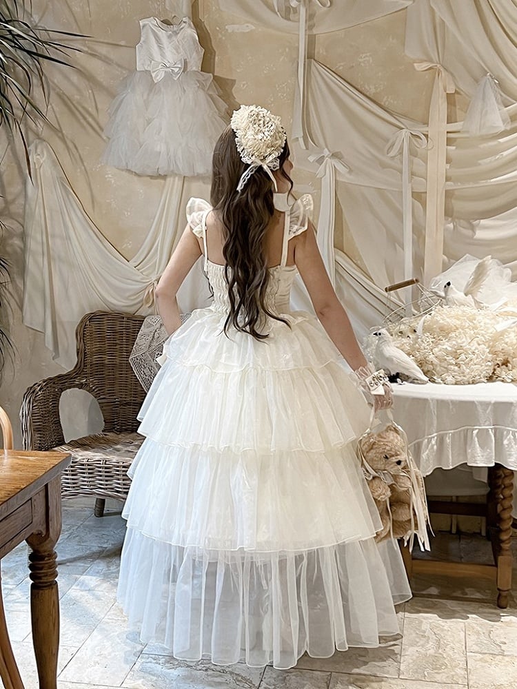 Shiro Lolita Tulle Multi-Layered Dress White