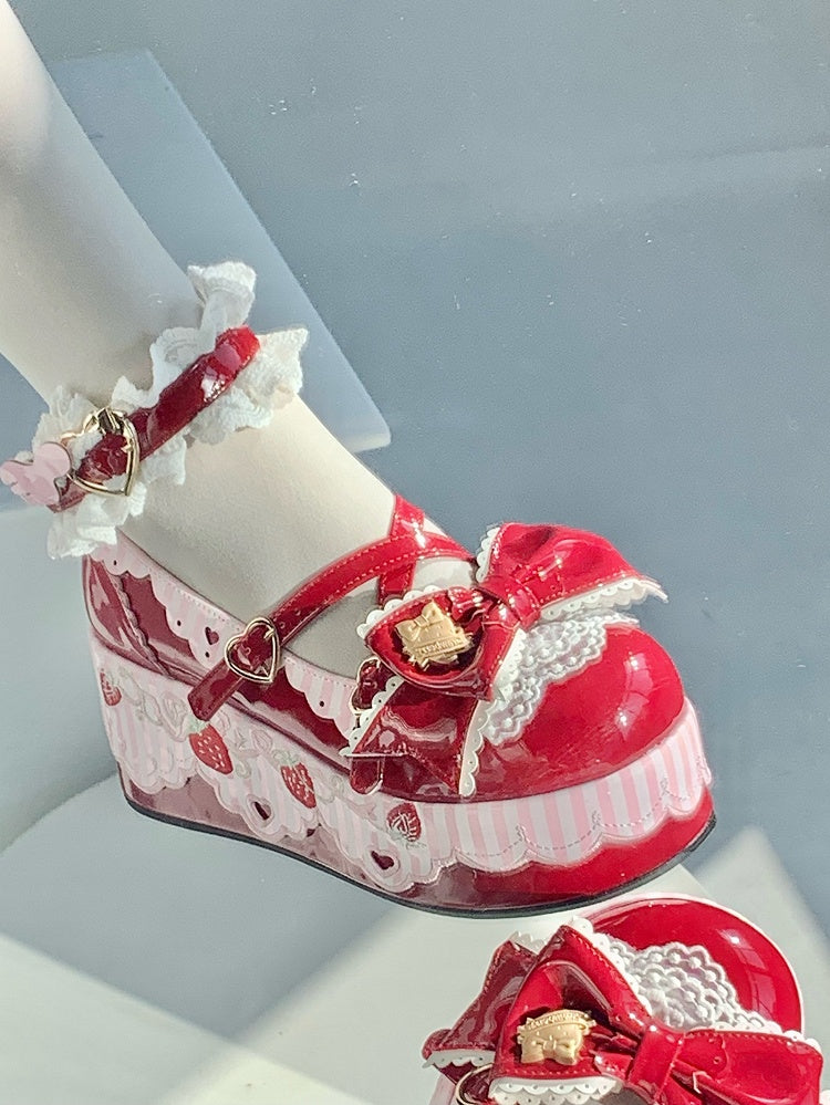 Platform Decor Janes Mary Sweet Wine Red - Design Lolita with Strawberry