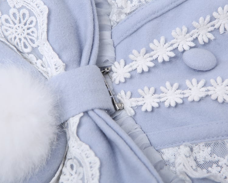 Set Overlay Purple Castle Print Trim Moon Cape Snow with Skirt Plush Light Lace Dress Lolita Jumper