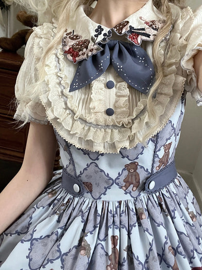 Einteiliges Lolita-Kleid mit Eichel-Print und kurzen Ärmeln, Teddy Sweet