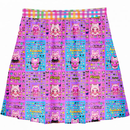 Y2K Cartoon Plaid Skirt Colorful Print Pattern