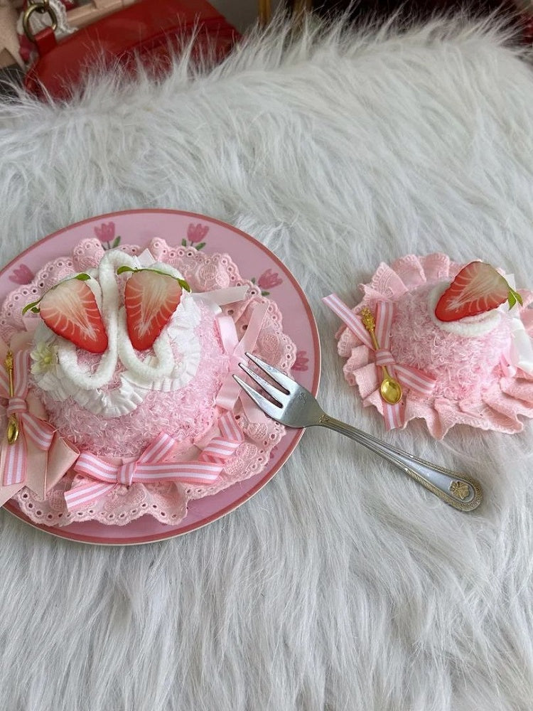 Decoration Options Strawberry Cake-shaped Striped Bow – Hat 3 Mini Sweet with Pink Lolita