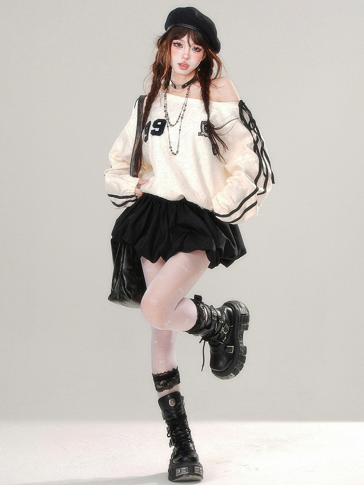 ネックラインパッチワークスカートドレスデザインアシンメトリーバブルアプリコット